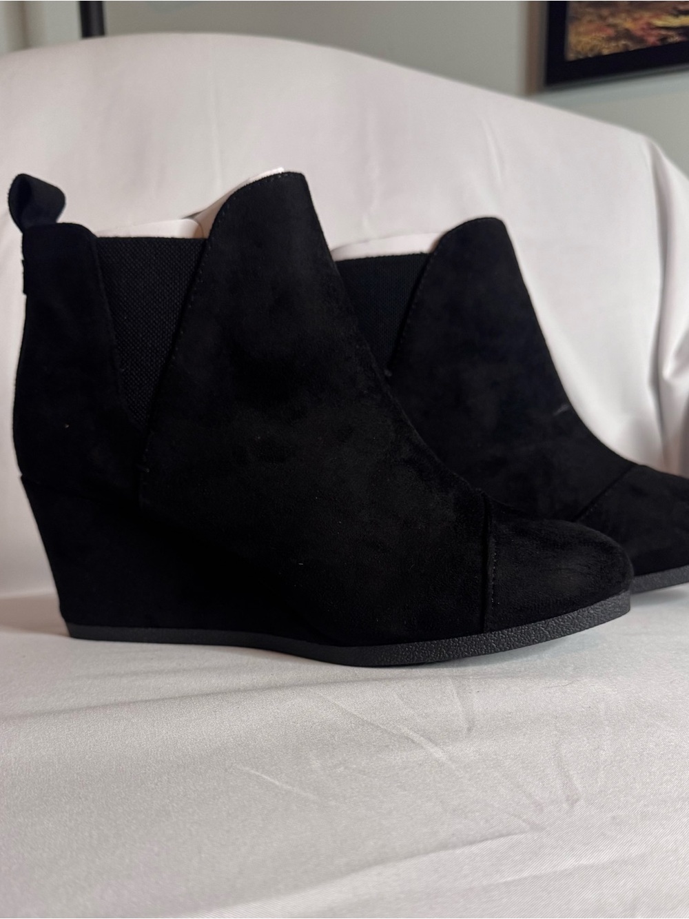 Dunes Wedge Ankle Boots - Women's Suede Chelsea Style